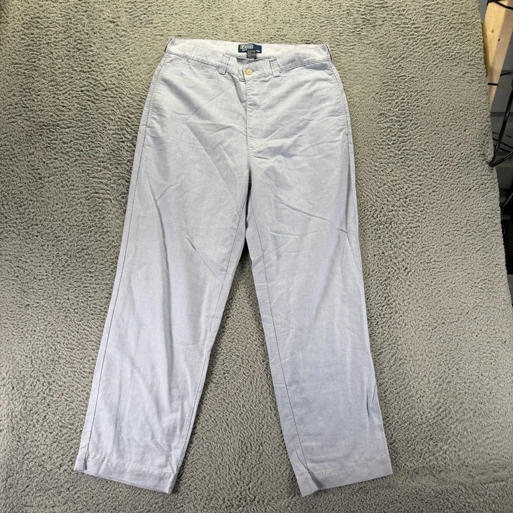 Vintage Polo By Ralph Lauren Pant Mens 34x30 Blue Cotton Chino Straight Business